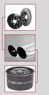 Kfz-Serviceteile: Bremsscheiben, Auspuffanlage, Ölfilter