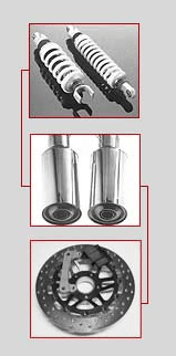 Motorrad-Serviceteile: Federelemente, Ventile, Bremsscheibe